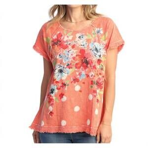 NEW JESS & JANE bossa nova mineral washed gauze & cotton top in watermelon